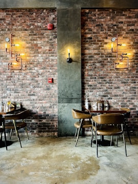 Warm and inviting interior with visible heating pipes.