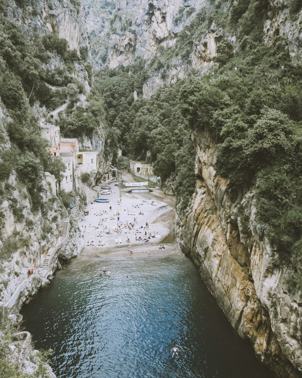 a body of water surrounded by mountains and trees