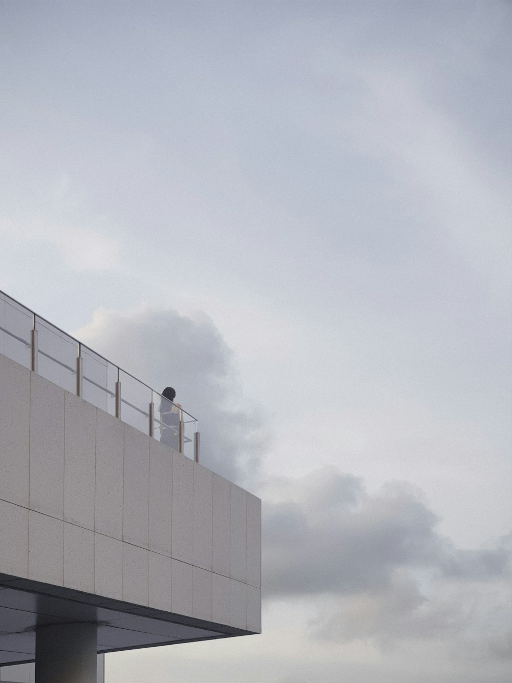 a person standing on top of a tall building