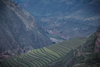 a view of a valley in the mountains