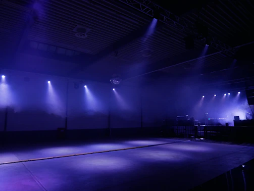 a stage that has some lights on it