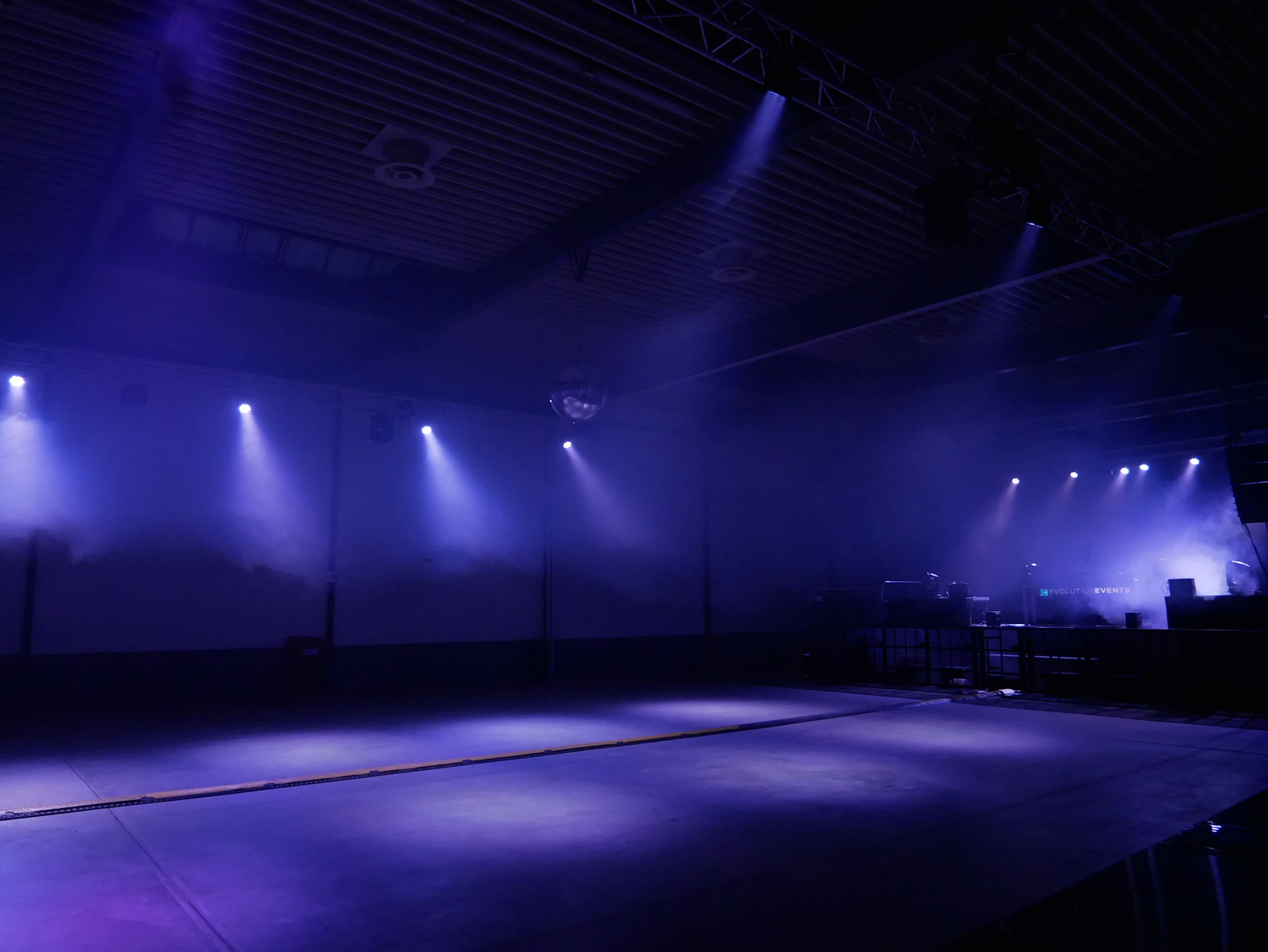 a stage that has some lights on it