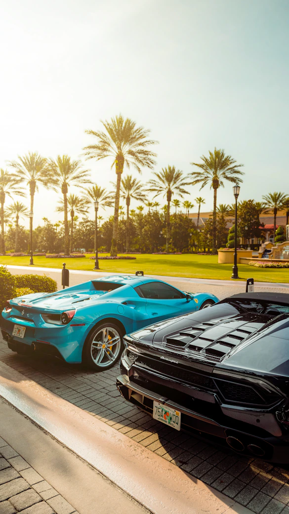 a couple of cars parked next to each other