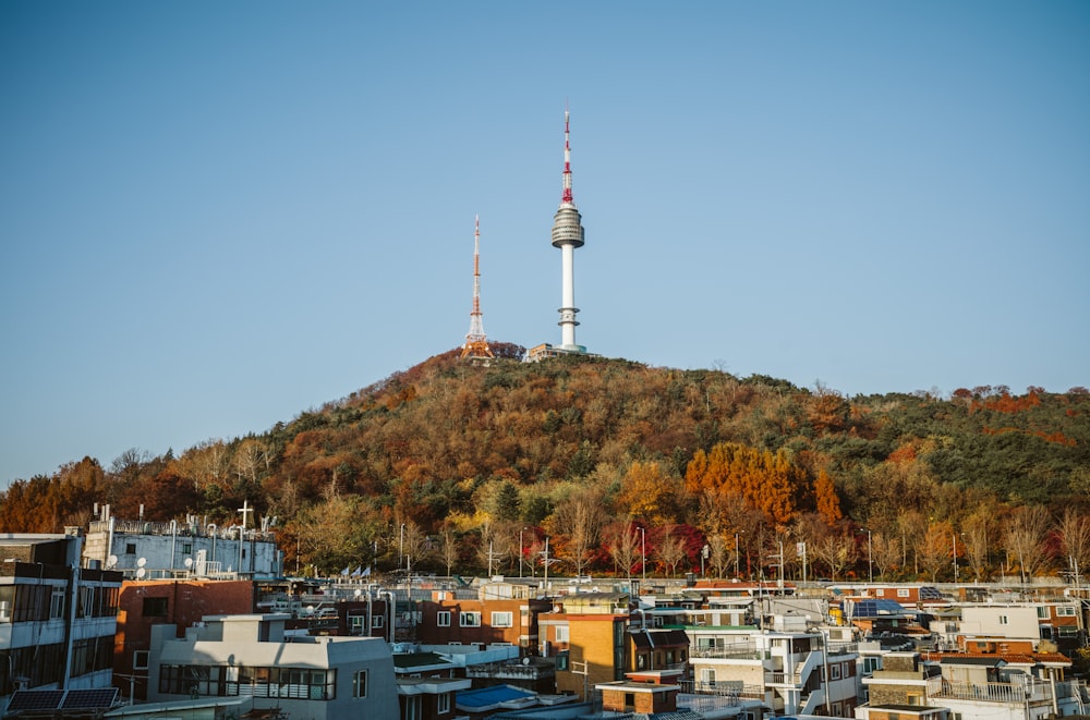 a hill with a tower on top of it