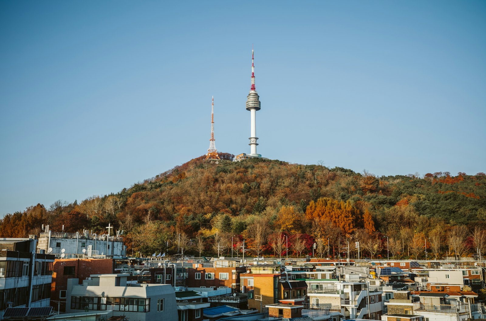 N Seoul Tower on Namsan Hill in autumn foliage, South Korea — The Mystic Tours