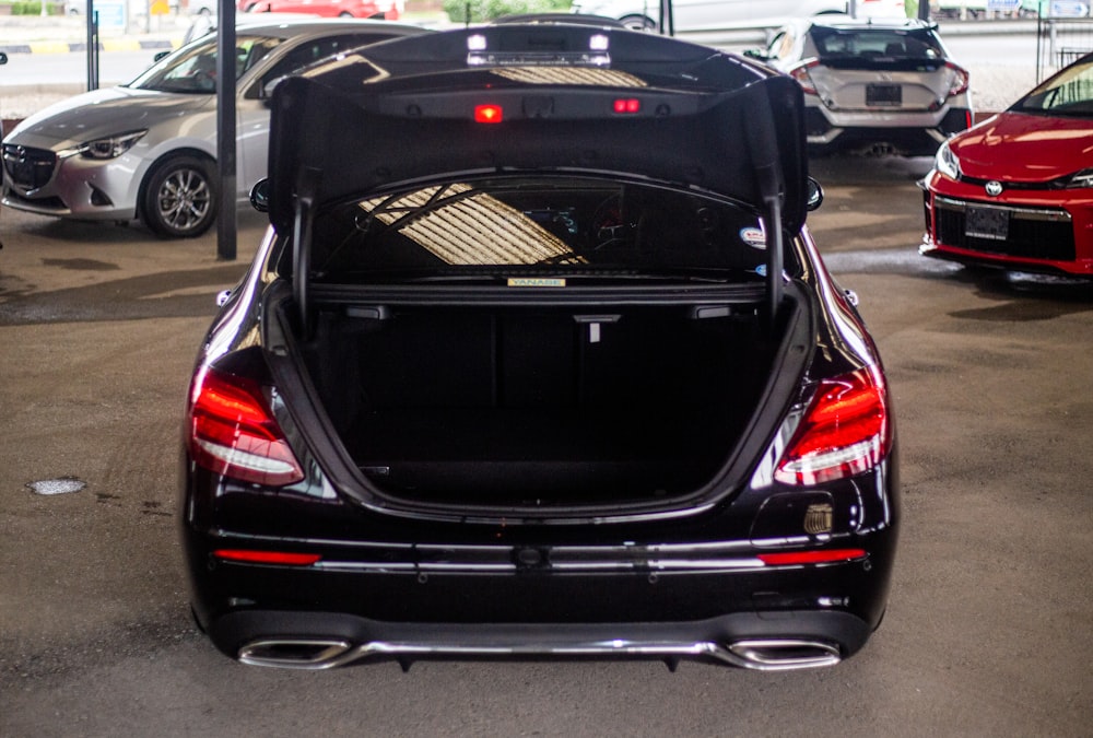 the back end of a car with its trunk open