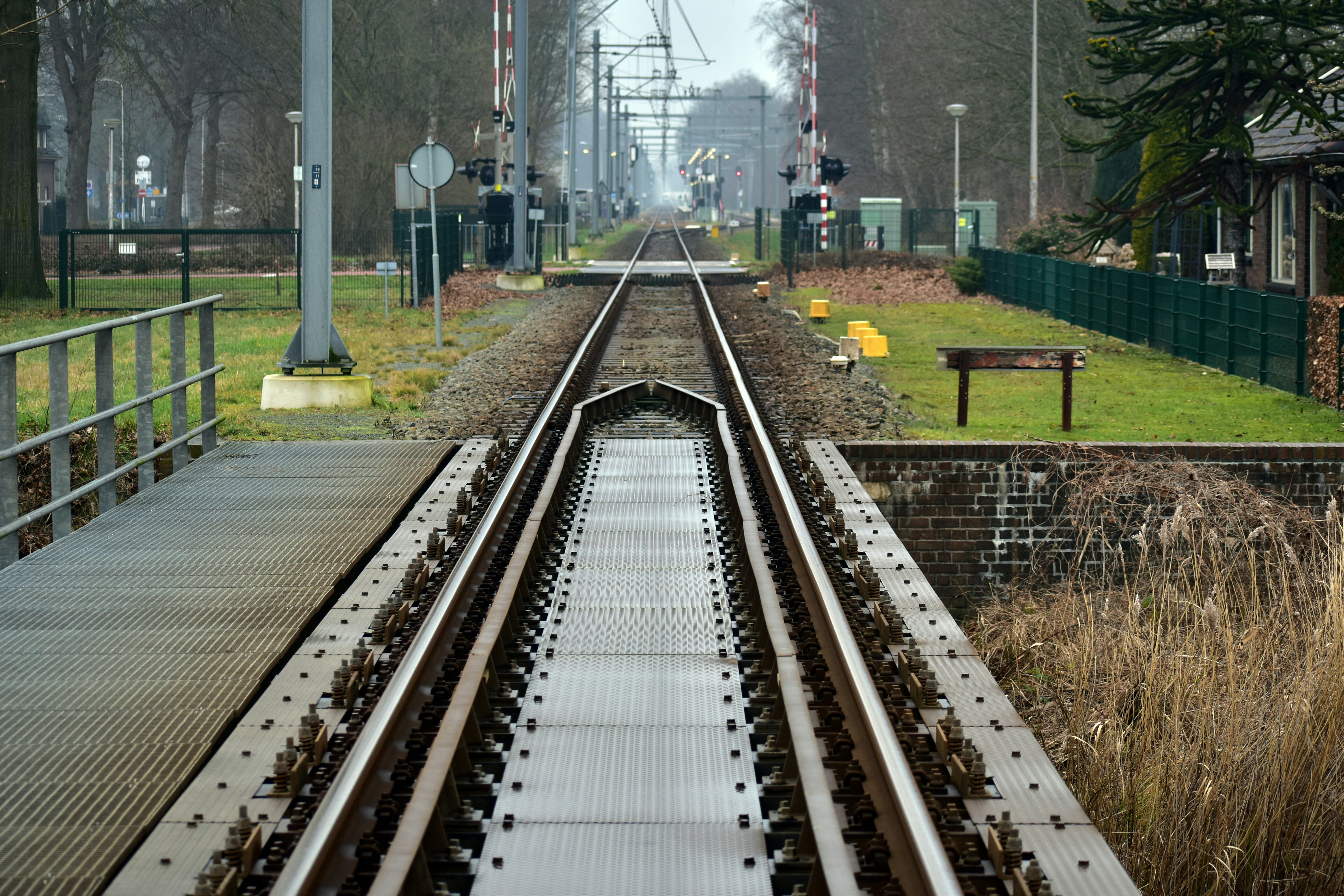 a view of a train track from a distance