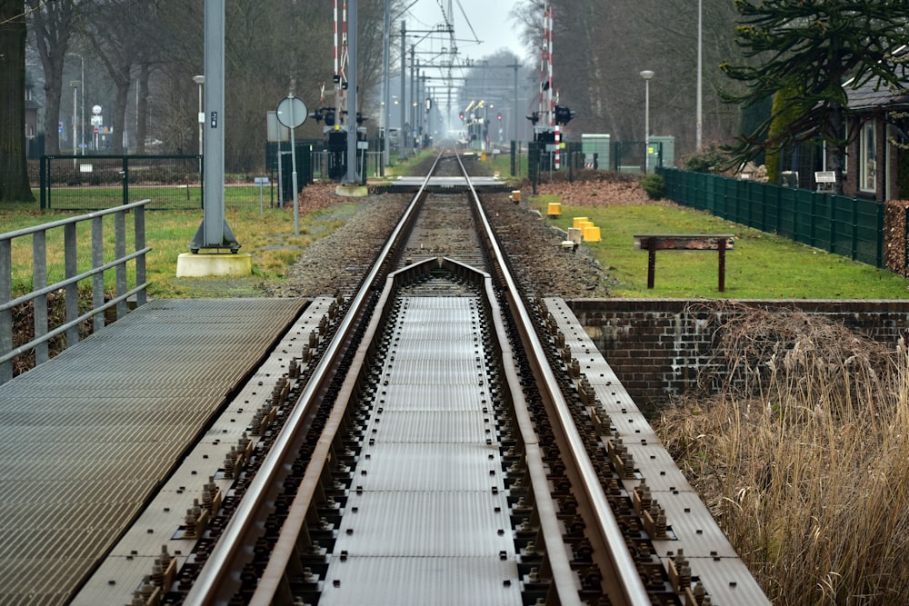 a view of a train track from a distance