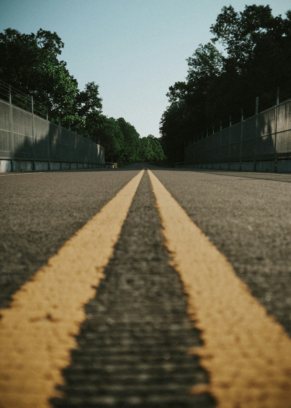 a street with a yellow line on the middle of it