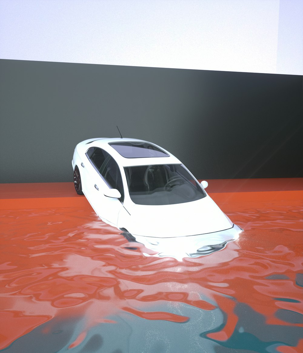 a car is submerged in a body of water