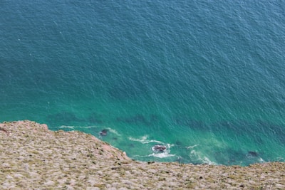 Panoramic shot of Isla Isabel’s rugged coastline meeting the deep blue sea