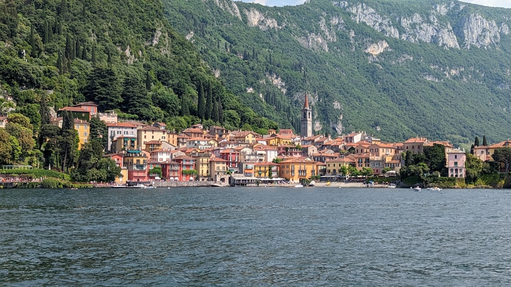 a village on the shore of a lake