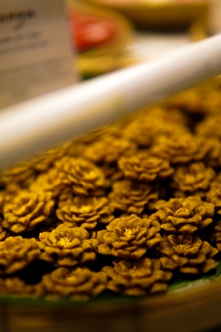 A close-up of beautifully crafted pastries displaying artistic skills.