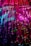 Colorful strands of fiber optic cables cascade downwards, illuminated in vibrant shades of pink, blue, and green. The strands are interspersed with small sparkling lights, creating a dazzling display of light and color.