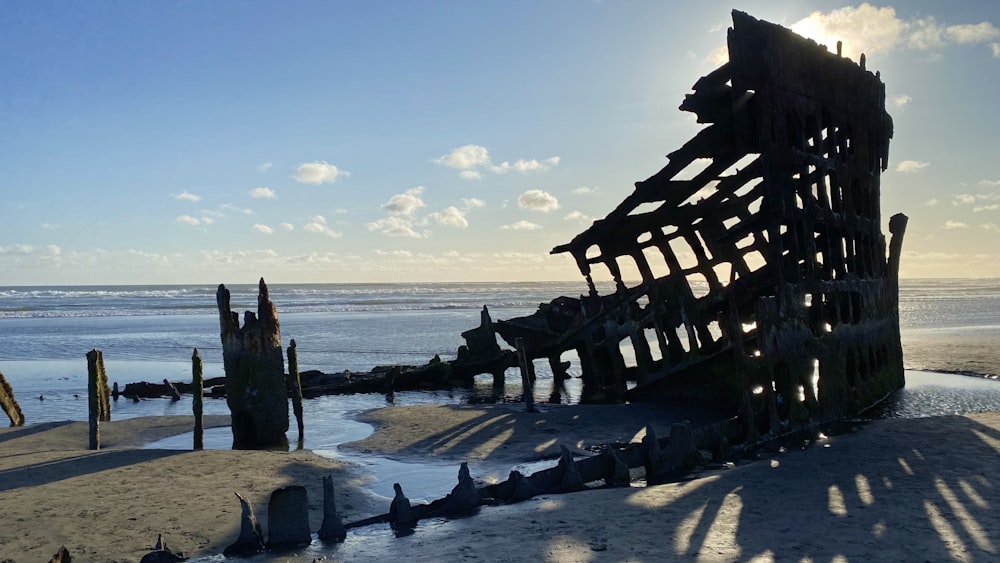 a very large structure sitting on top of a sandy beach