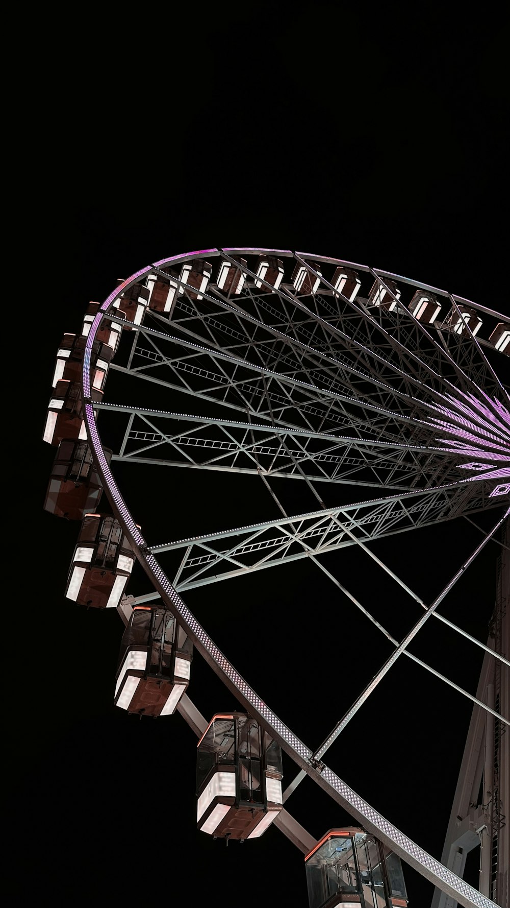 a large ferris wheel lit up at night