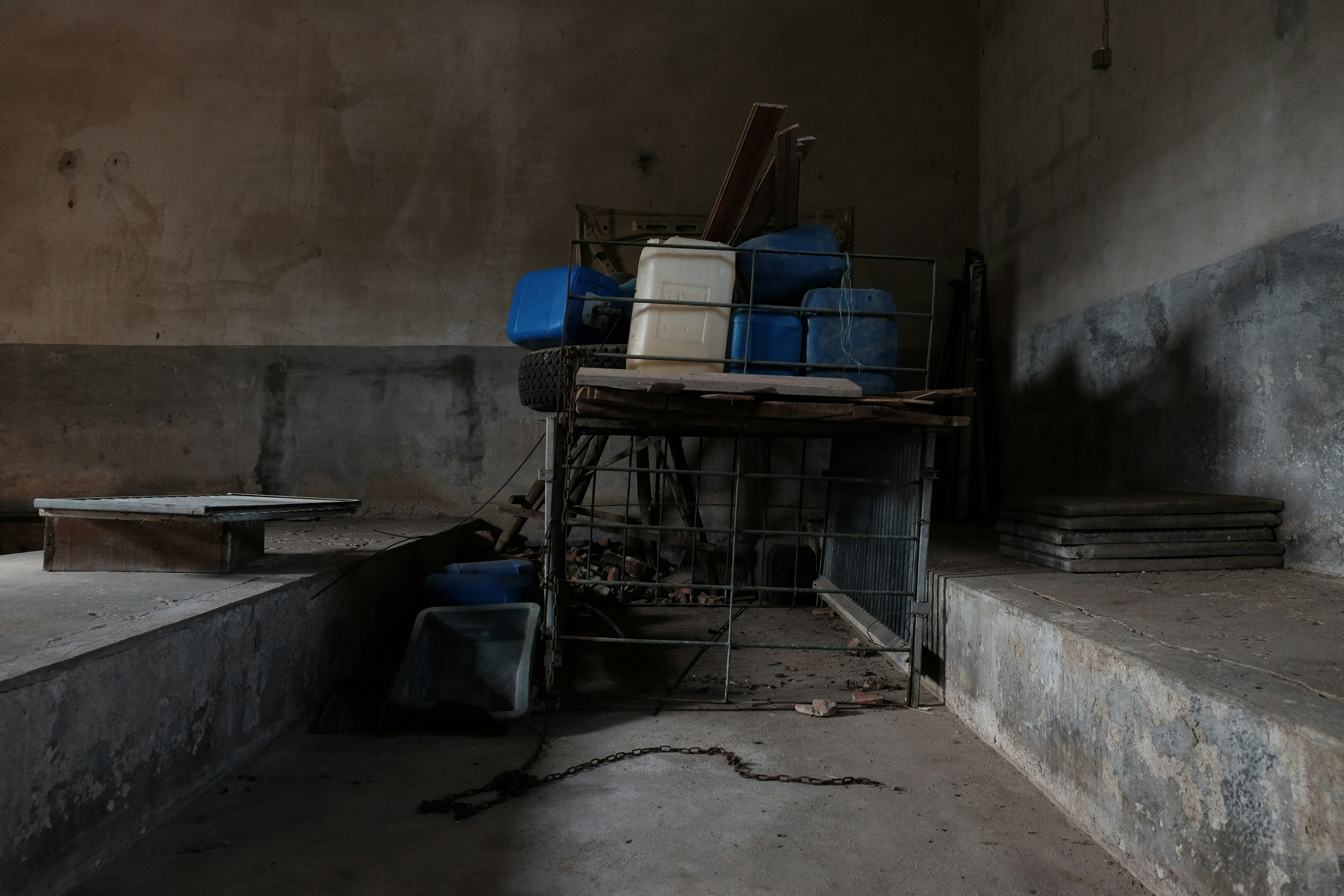Abandoned space with light coming from the windows.