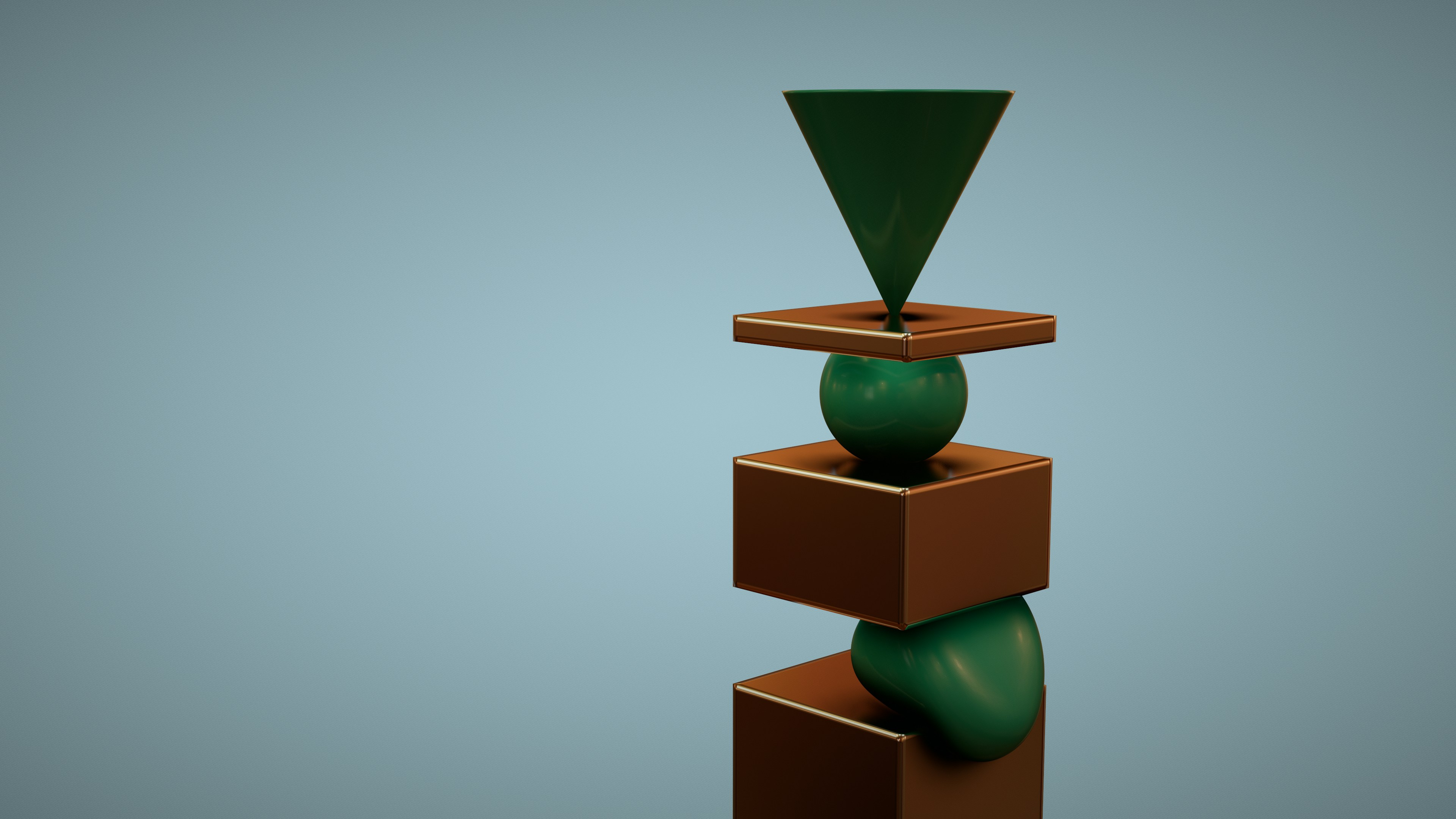 a green vase sitting on top of a wooden block
