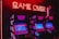 Neon red lighting illuminates a row of retro arcade machines, each displaying screens with pixelated graphics. The words 'GAME OVER' are prominently displayed in glowing red neon above the machines, creating a nostalgic and slightly eerie atmosphere. The machines are branded with 'House of Vans' stickers.