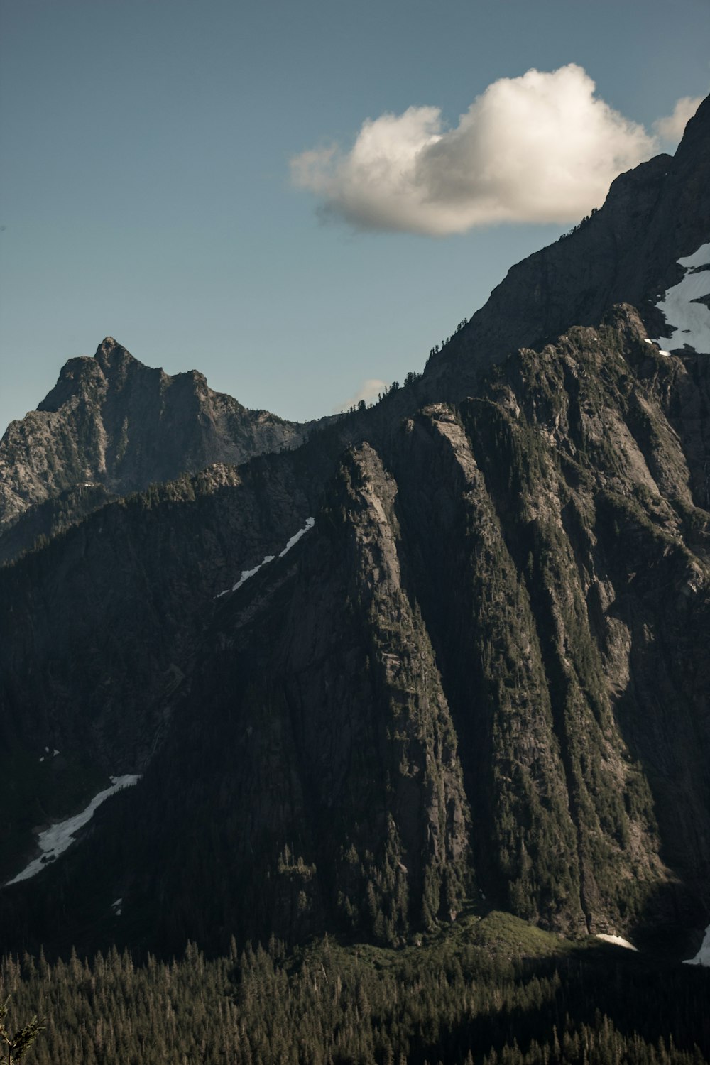 a mountain range with snow on the top of it