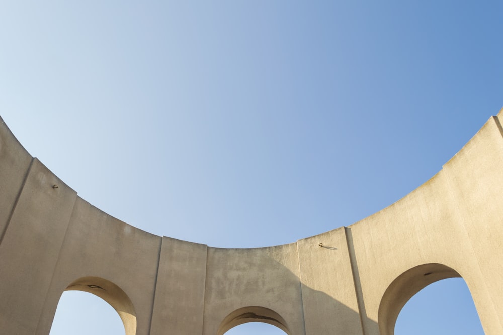 a view of the top of a concrete arch