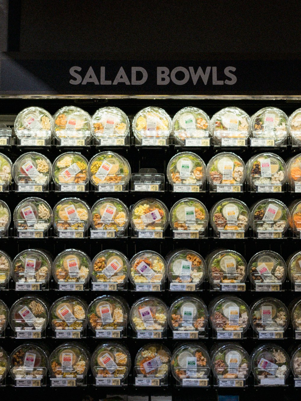 a display of salad bowls in a store