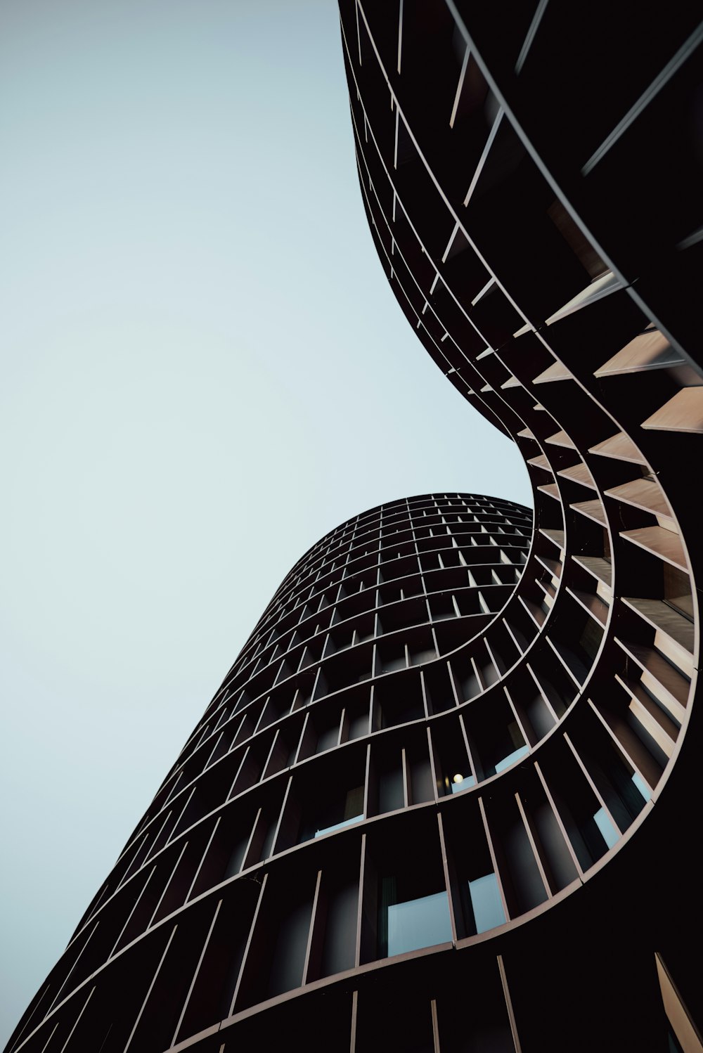 a very tall building with a spiral staircase