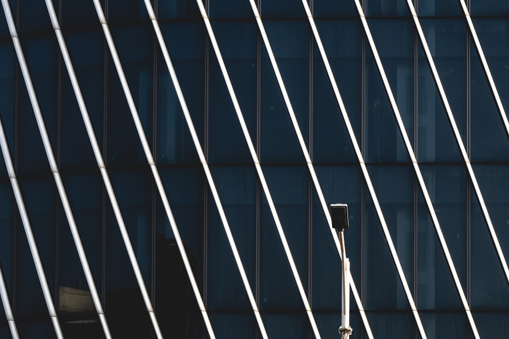 a street light in front of a building