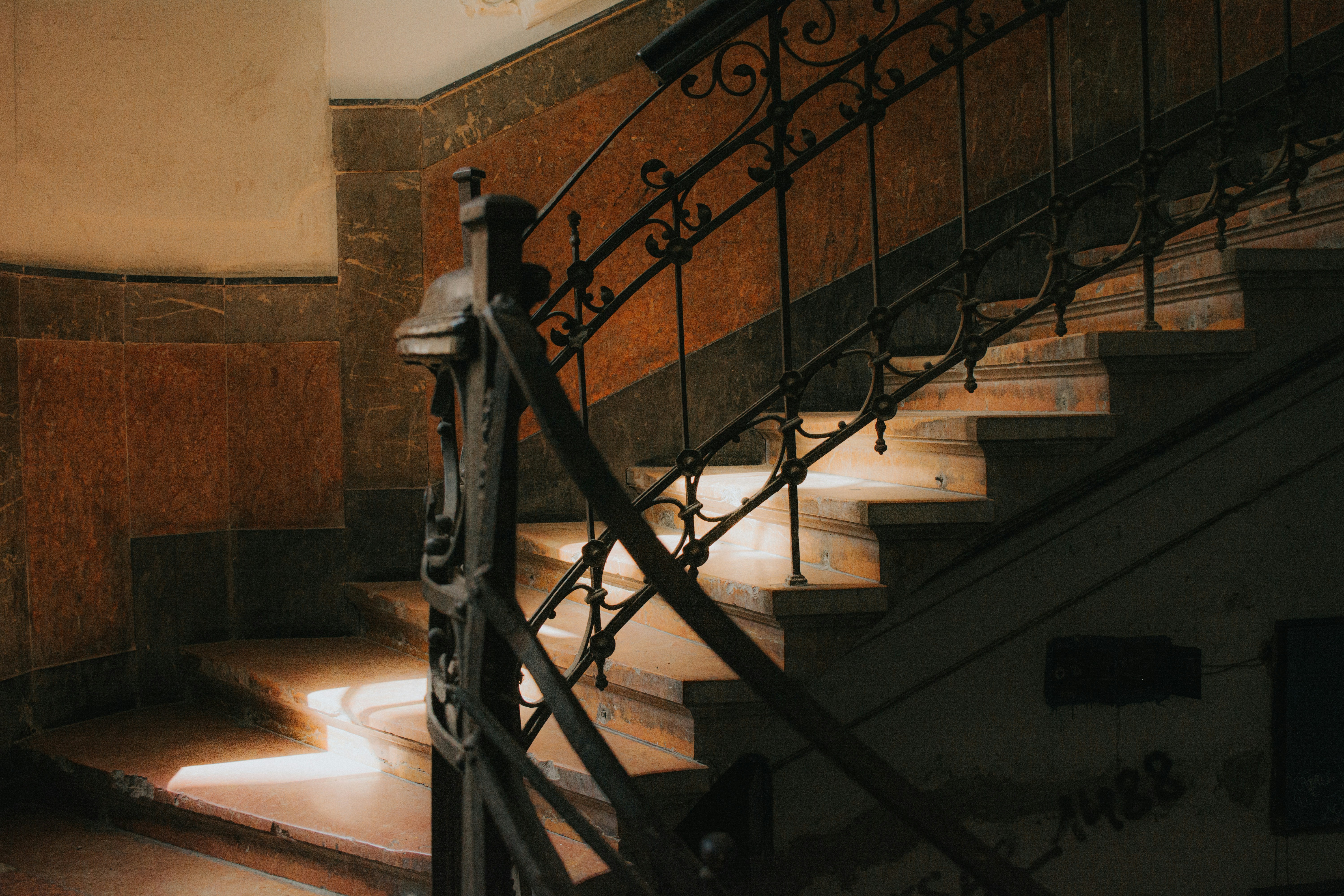 a set of stairs leading up to a second story