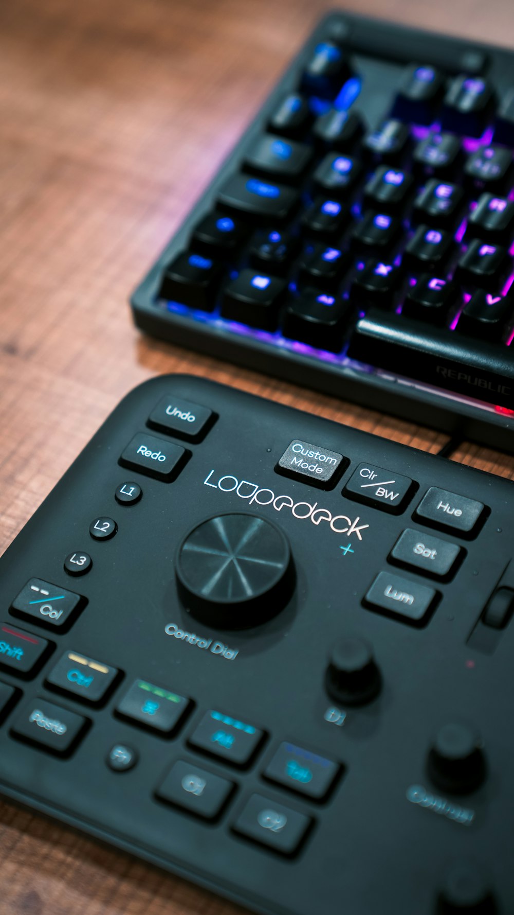 a close up of a keyboard on a table