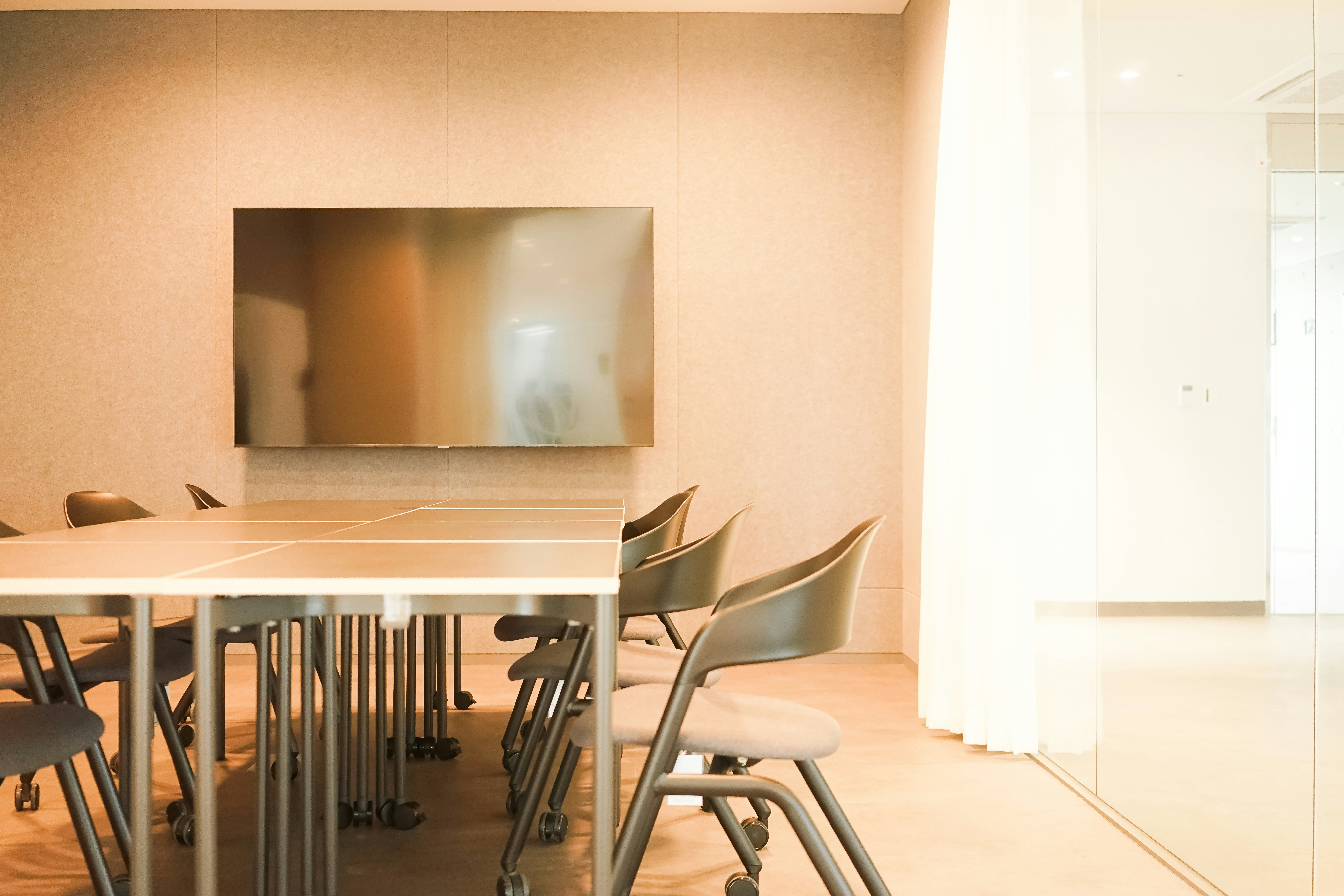 Bar lounge interior with table and flat screen TV