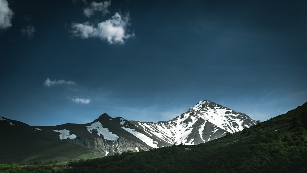 a mountain range with snow on the top of it