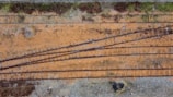 An aerial view of a railway network with multiple tracks.