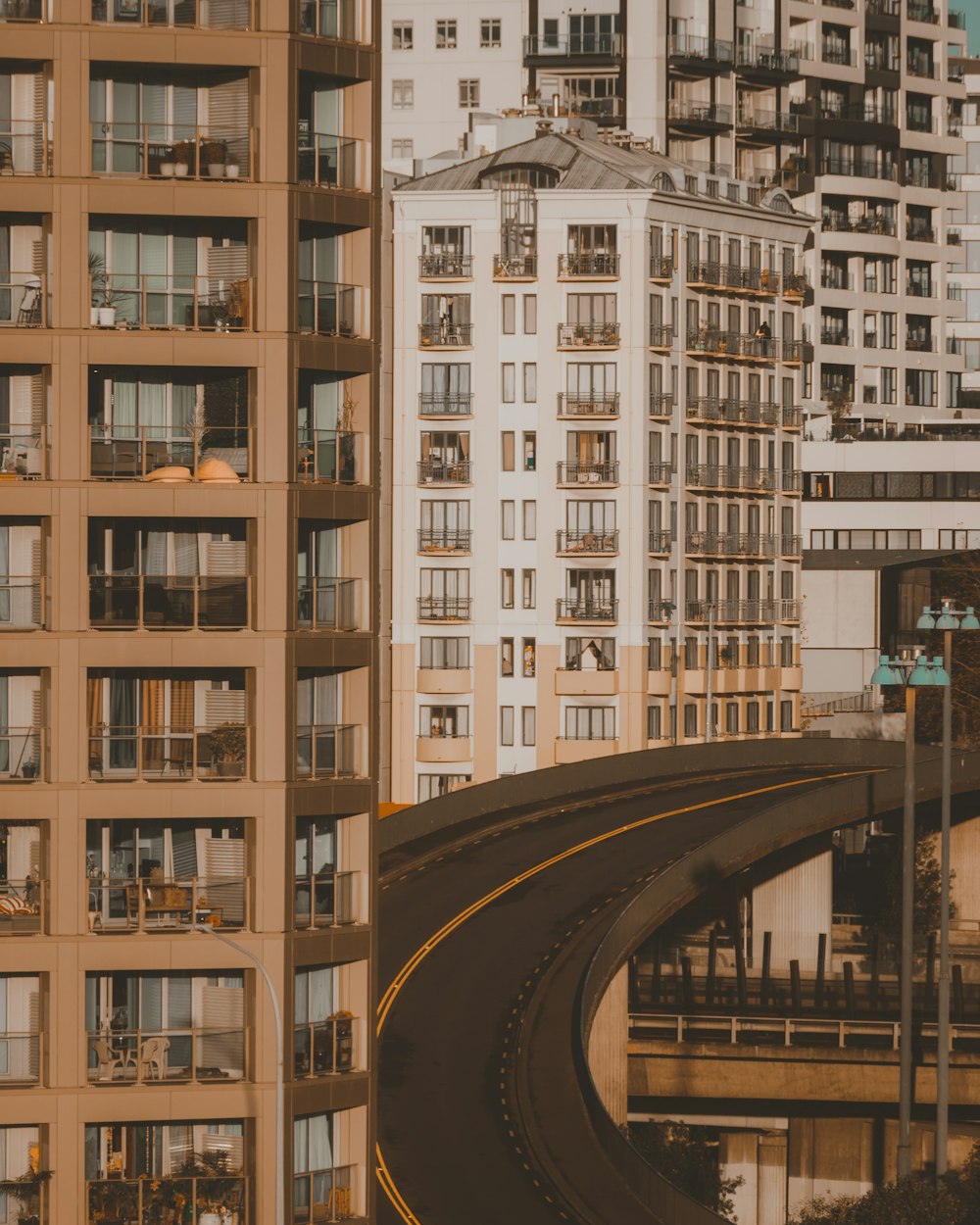 a view of a city with a freeway going through it