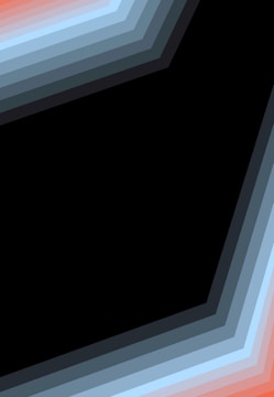 A geometric pattern with a series of concentric hexagons in gradient colors from blue to red, contrasted against a black background. The design has a dynamic, modern feel with sharp angular lines.