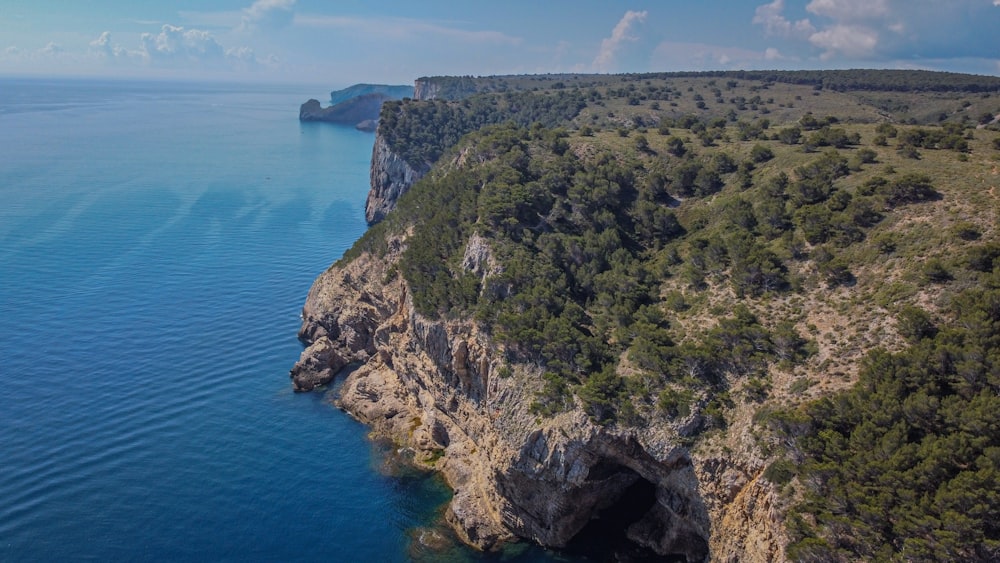 an aerial view of a large body of water