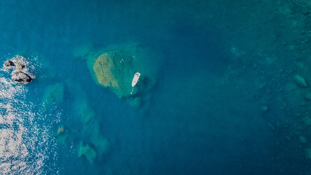 an aerial view of a body of water