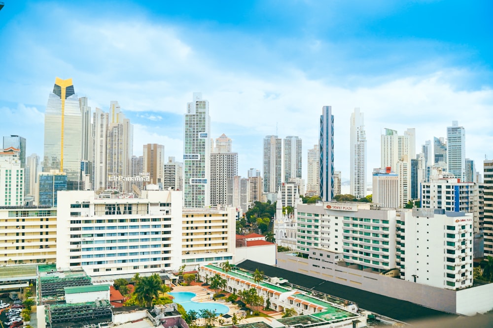 a view of a city from a high rise building