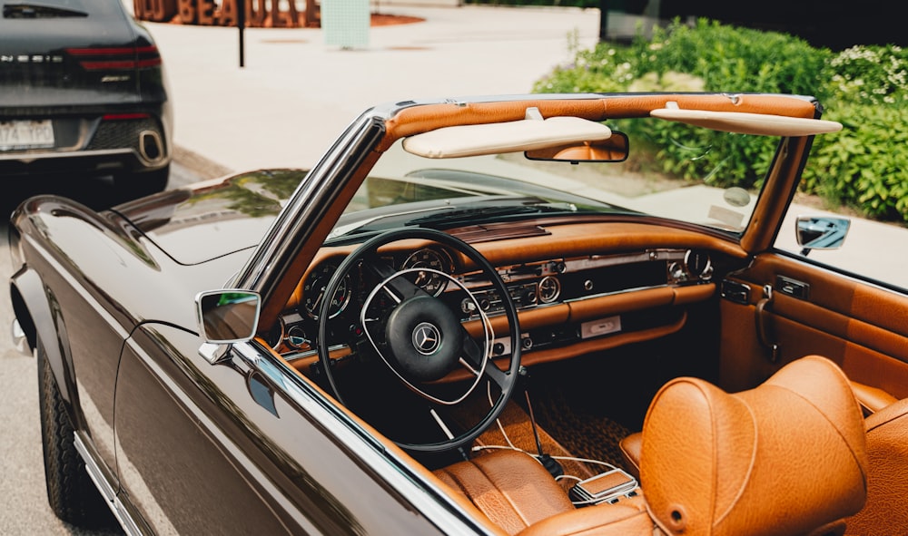 a car with a surfboard on the dashboard