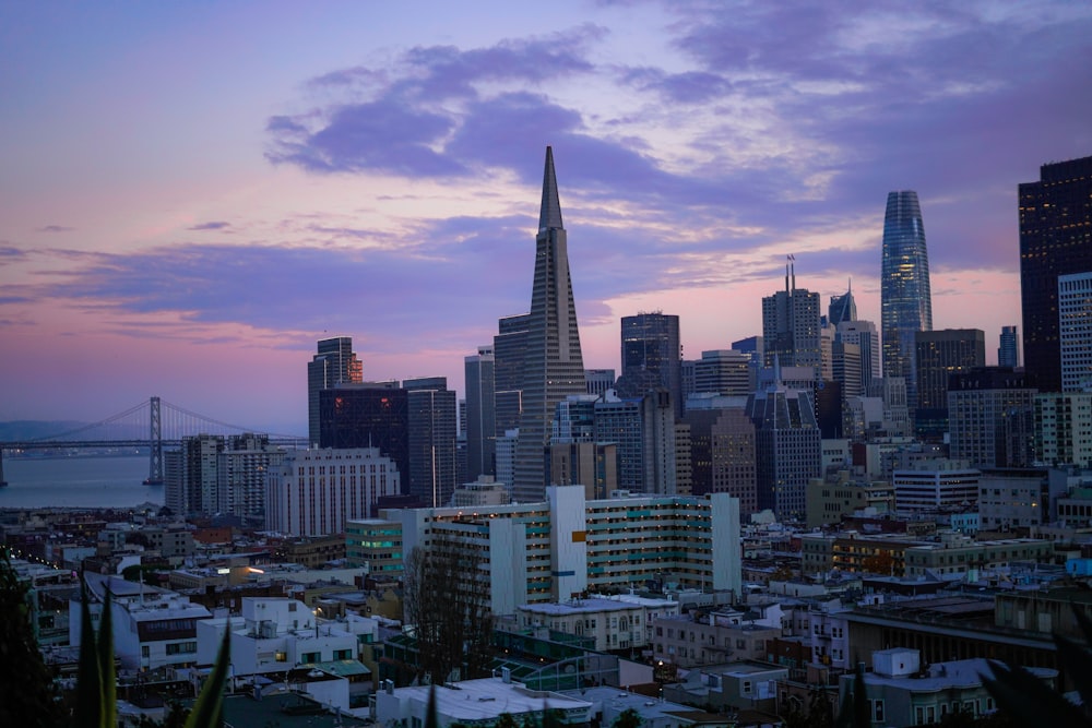 a view of a city with a very tall building