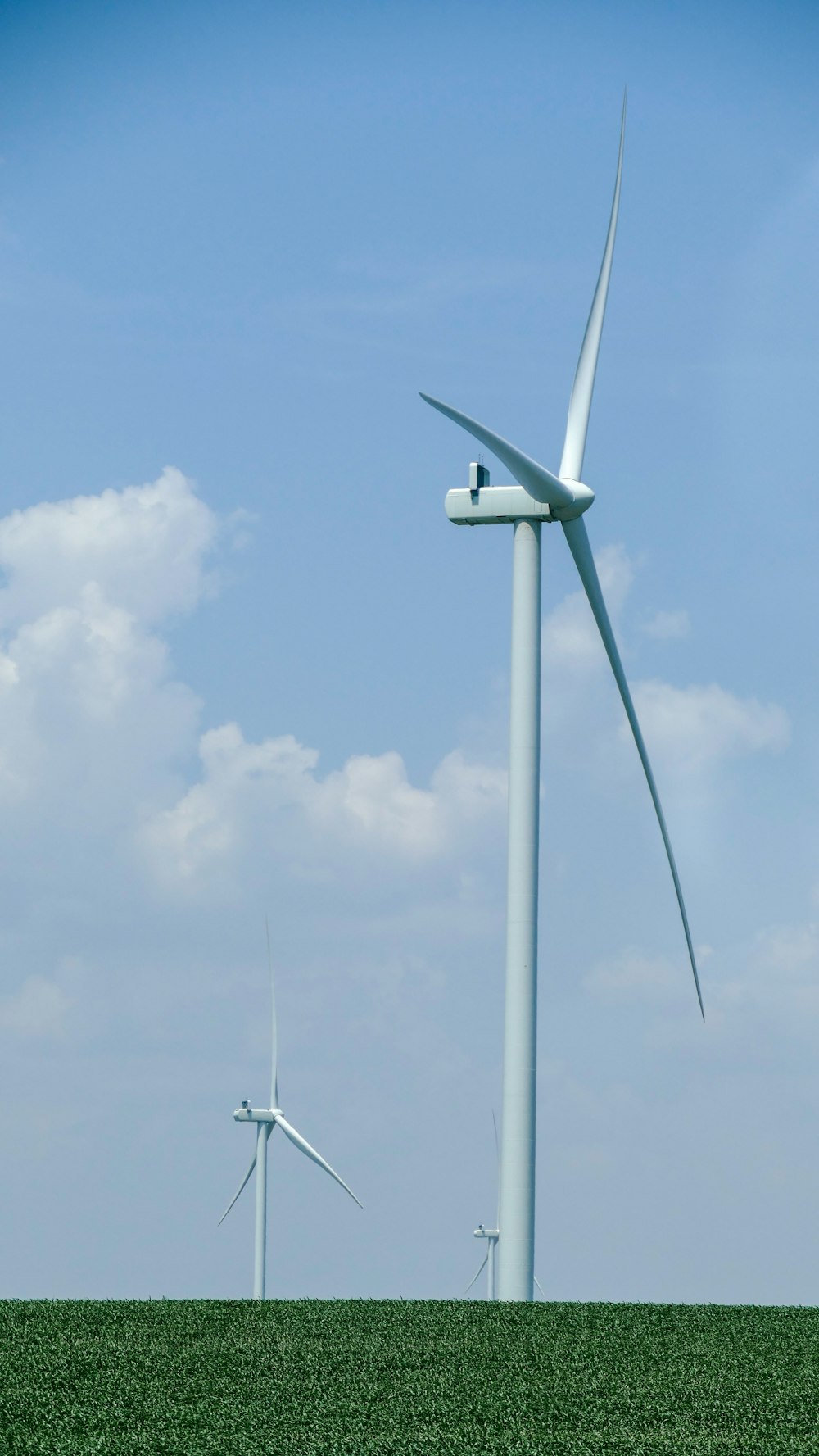 a group of wind turbines in a field