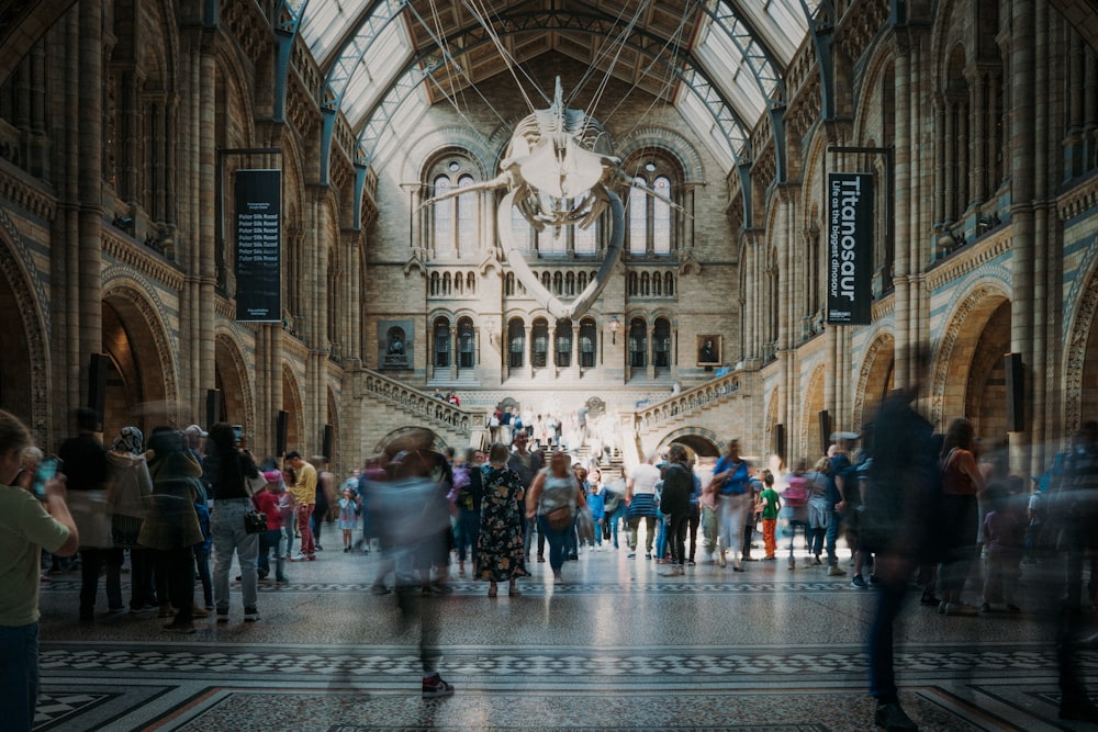 a large group of people in a large building