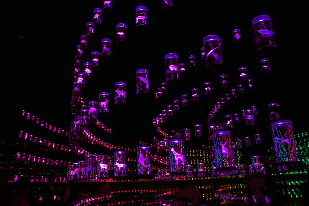 a large display of lights in the dark