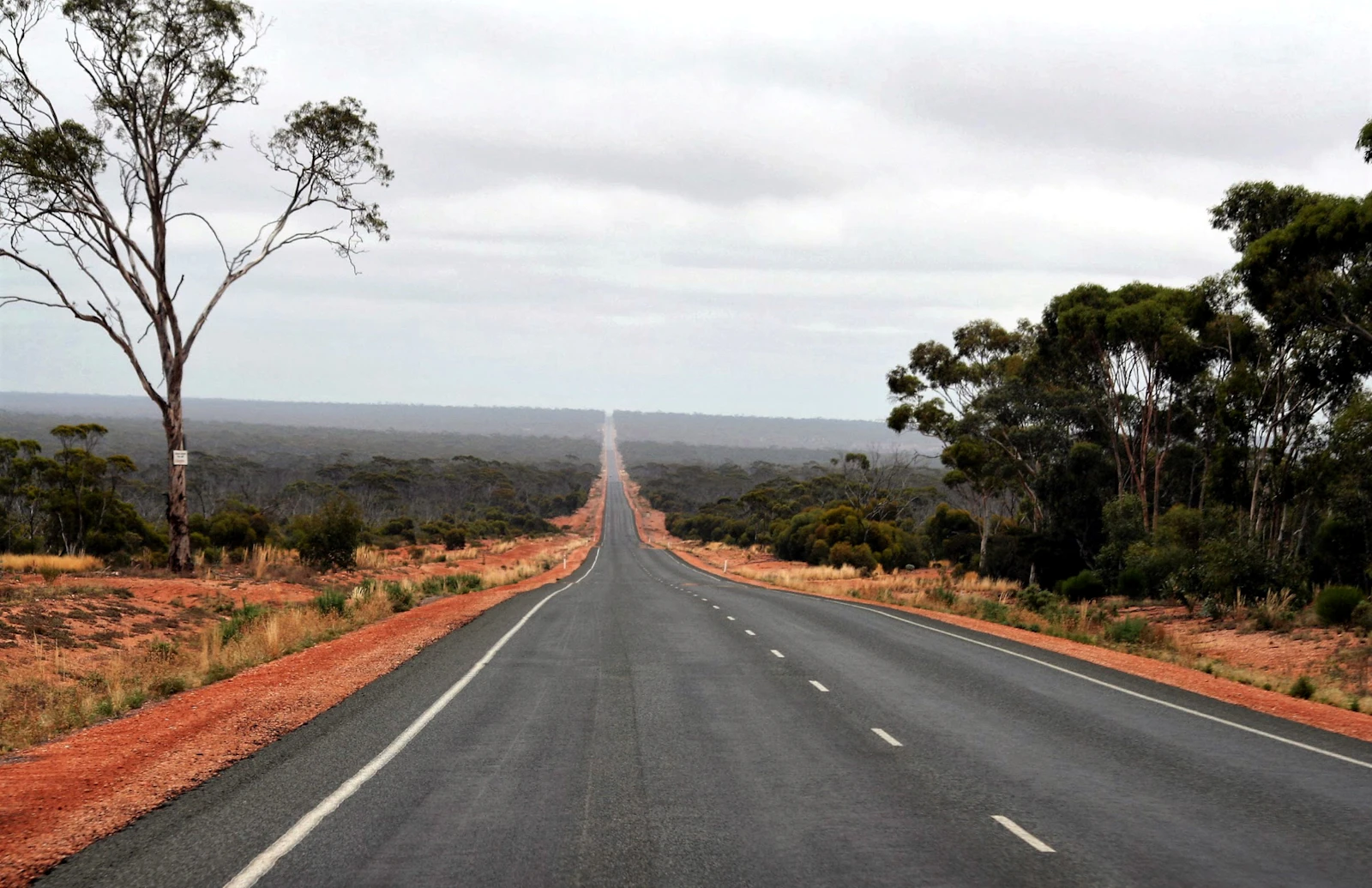 A long empty road crosses the Australian outback