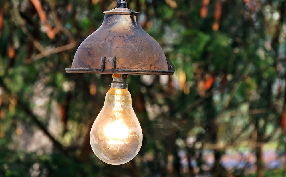 a light bulb hanging from a light fixture