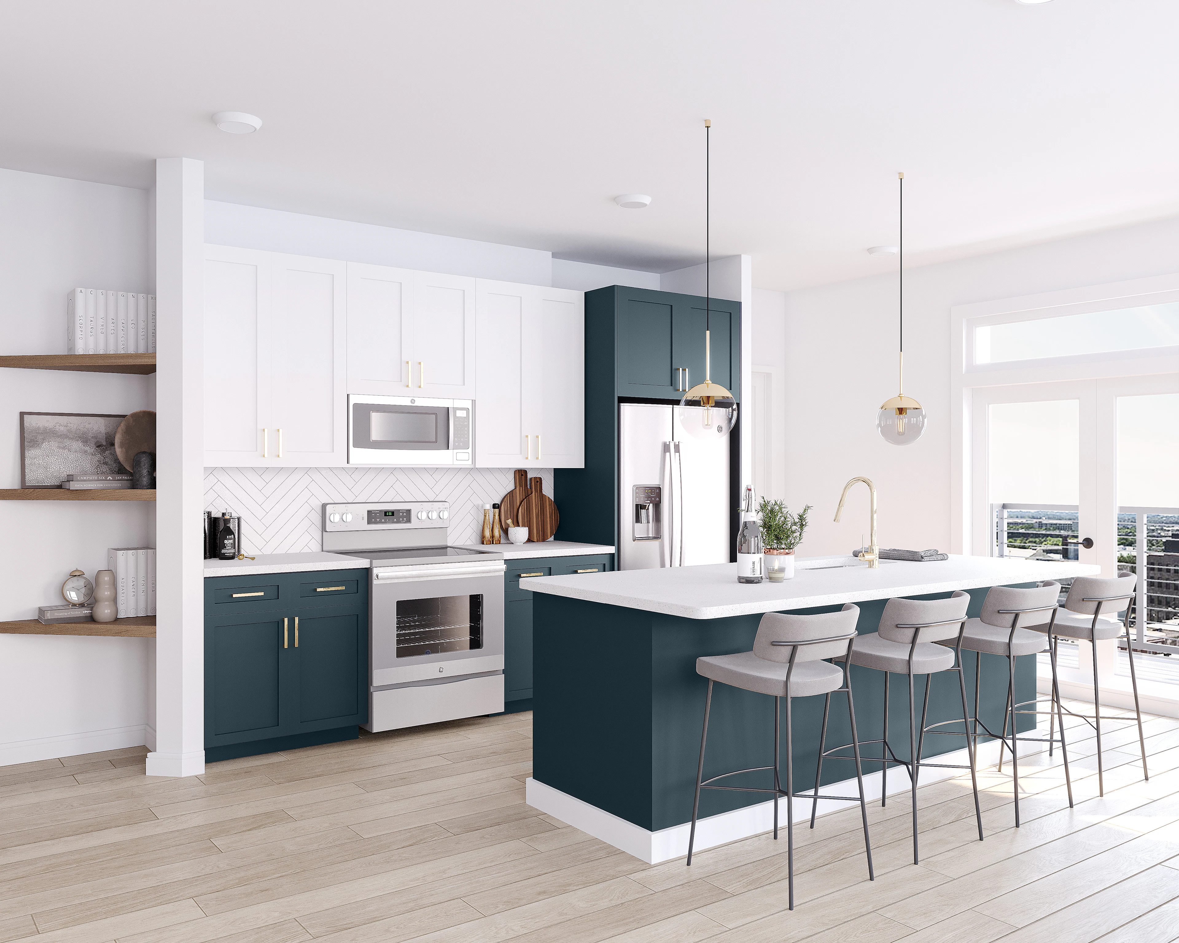 Kitchen with a vinyl floor