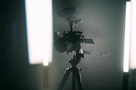 A cinematic video shoot capturing a quinceañera celebration with professional lighting.