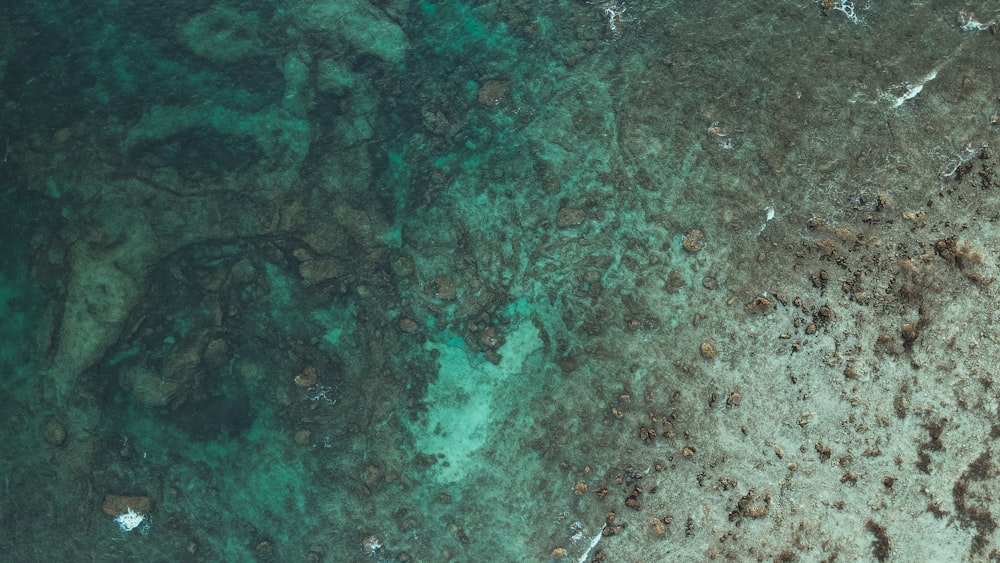 an aerial view of a body of water