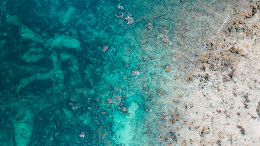 an aerial view of a body of water