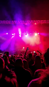 Atmospheric photo of the audience captivated during one of Lorenzo's live performances with violet accent lighting.